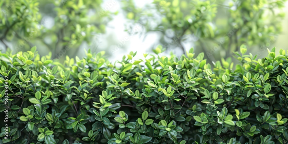 branched green park low bush with a blurred background branched green park low bush with a blurred background