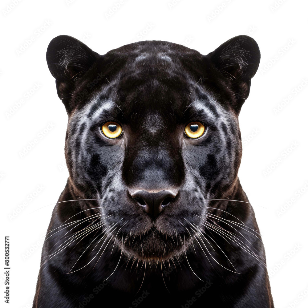 Black panther face on a transparent background 