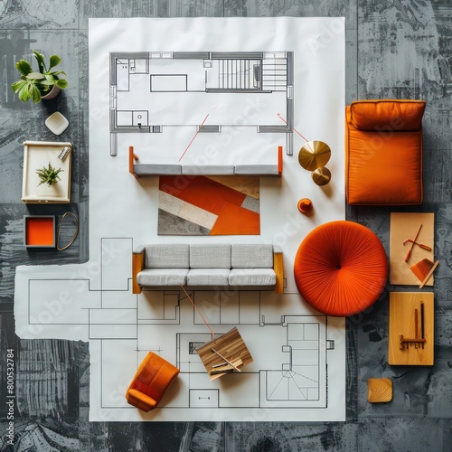 amazing illustration of a schematic diagram of an interior architecture design process 