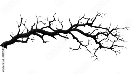 black silhouette of a dead tree isolated on transparent background