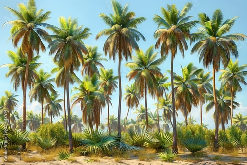 Tropical palm trees on a sunny day