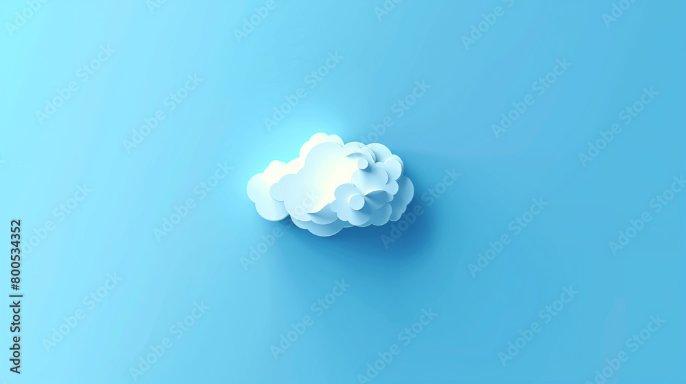 Isometric Cloud Illustration Floating on Blue Background Isometric Cloud Illustration Floating on Blue Background