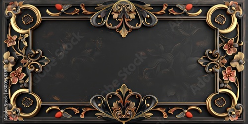 ornamental border frame with floral motifs and whimsical victorian decoration