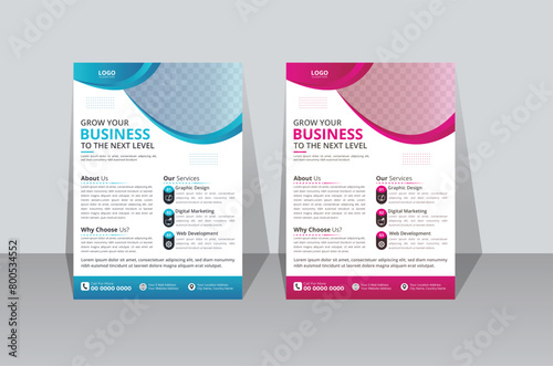 Promotional Corporate business flyer template design set with two color variations. marketing, business proposal, promotion, growth, advertising, publication, cover page. new digital marketing flyer