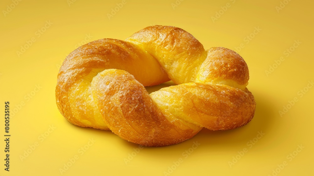 A collection of croissants stacked upon one another on a yellow table against a yellow backdrop A collection of croissants stacked upon one another on a yellow table against a yellow backdrop