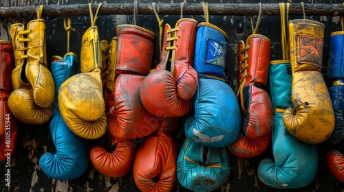 Colorful Old Boxing Gloves Collection