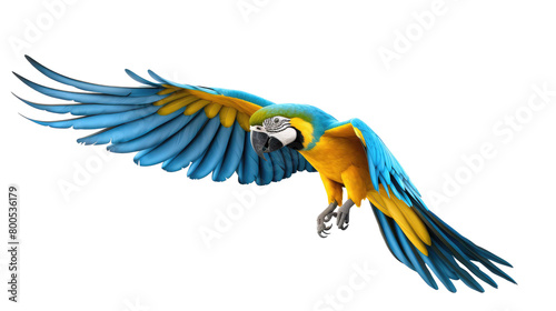 blue and yellow macaw on a transparent background