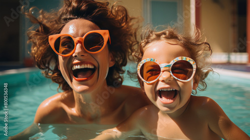 two girls in pool