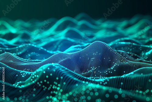 Innovative Future Tech Data - AI Visualization in Neon Blue and Green