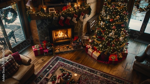 Traditional Holiday Decor, Illuminated Christmas Tree Indoors