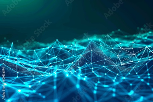 Blue Green Network: Internet Connection Reshaping Digital Terrain with Cyber Nano Technology Mountains photo