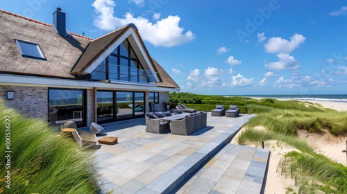 luxury beach cottage background in northern europe style isolated on nature