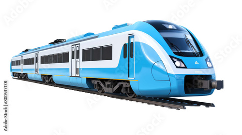 blue modern train isolated on a transparent background