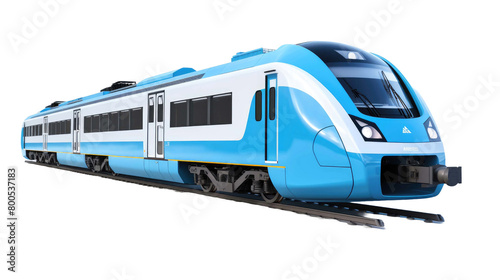 blue modern train isolated on a transparent background