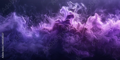 abstract purple and violet fluffy pastel ink smoke cloud against black background photo