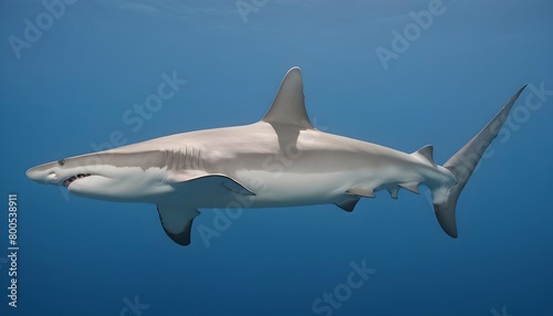 A Hammerhead Shark Swimming Gracefully In Open Wat Upscaled © Shabab