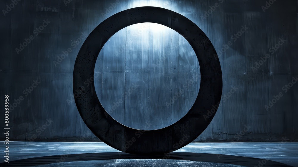 A circular object in a dark room with one light at its center, another at the object's edge A circular object in a dark room with one light at its center, another at the object's edge