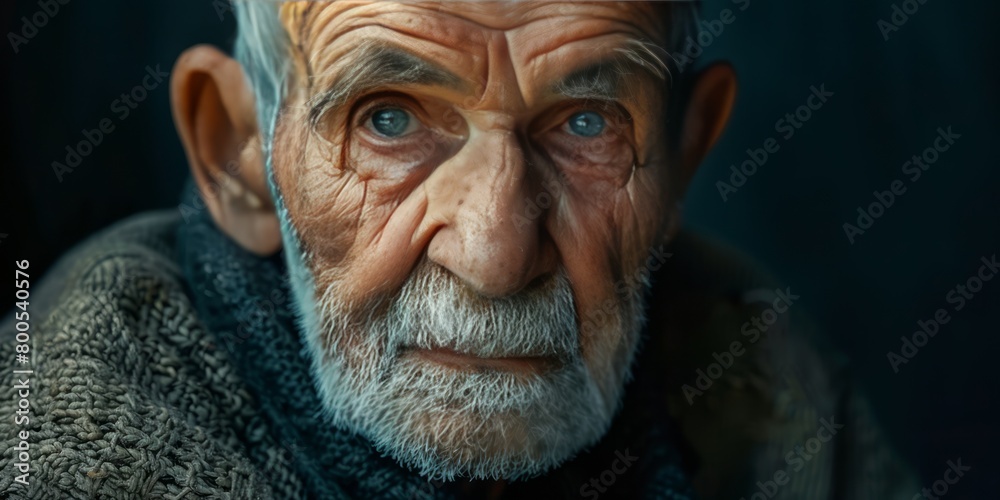 Wise Elderly Man with a Stern Gaze Wise Elderly Man with a Stern Gaze