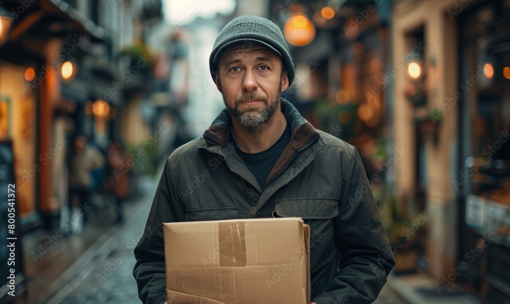 delivery man giving parcel from delivery service delivery man giving parcel from delivery service