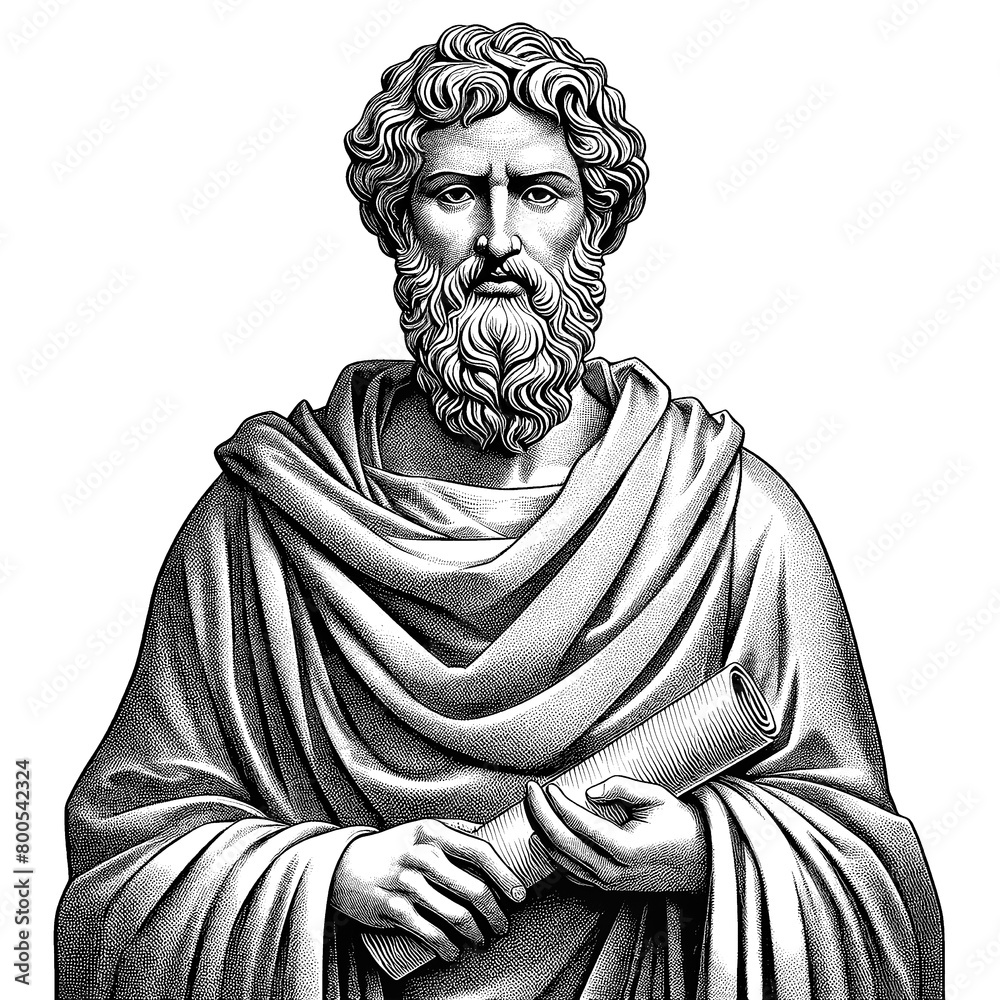 Fototapeta premium Pythagoras Portrait Resonates with Intellectual Legacy, generative AI