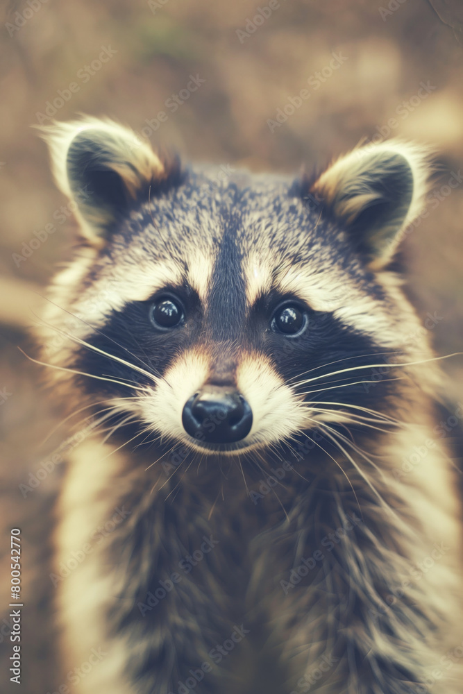 Fototapeta premium Vintage photo of a Baby Raccoon
