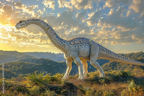 Capture the Brachiosaurus adorned in battle-ready armor, radiating strength and resilience in the face of ancient challenges. Emphasizing the fusion of nature and protection
