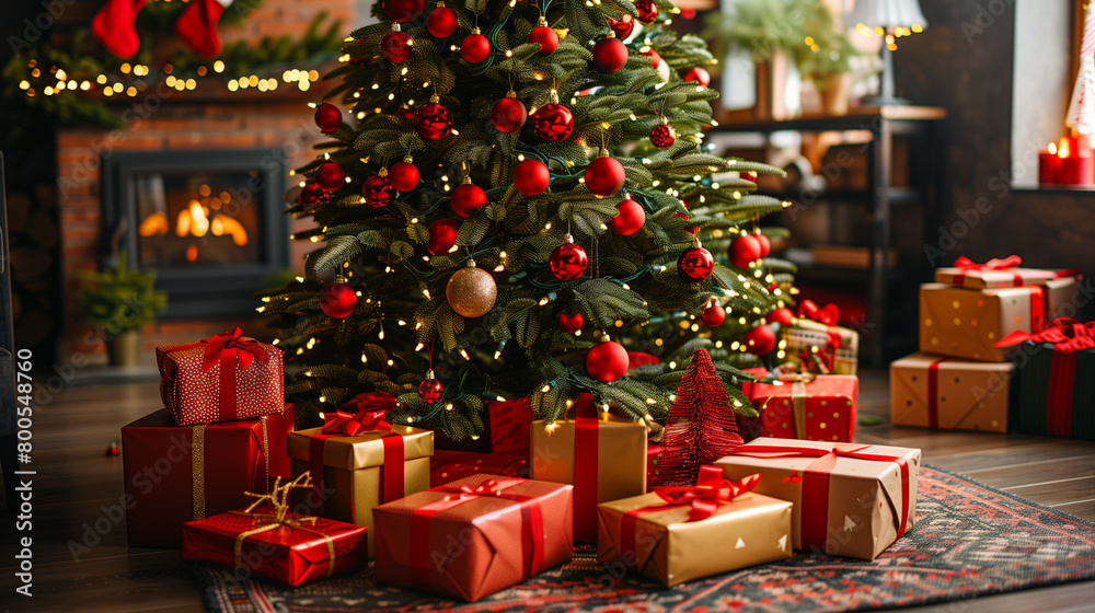 christmas tree with gifts, ai