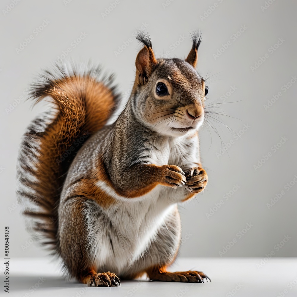 squirrel with nut on white