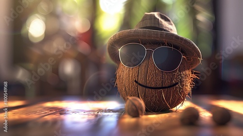 Snazzy Coconut in Shades and Fedora, Ideal for Adding Text photo