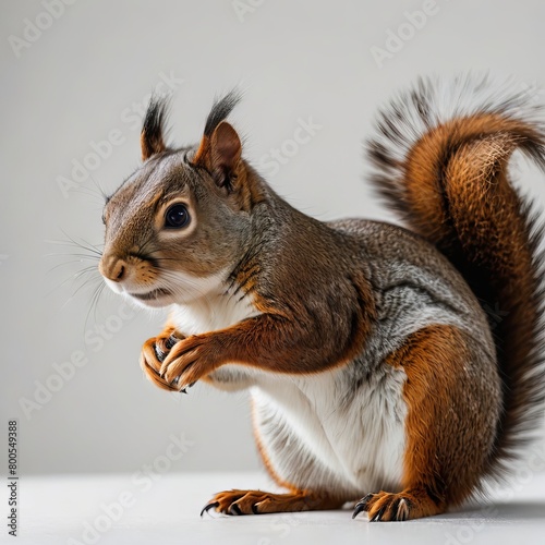 squirrel with nut on white