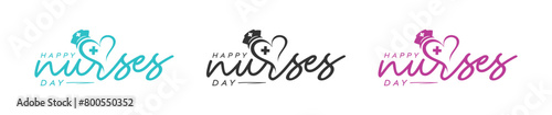 Abstract International Nurses Day Logo Design, 12th May International Nurses or Nurse Day, black, nurse with a love vector logo design template