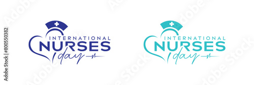 Abstract International Nurse Day Logo Design, 12th May International Nurses or Nurse Day, love heart with nurses vector modern logo design template photo