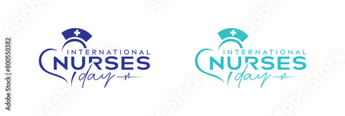 Abstract International Nurse Day Logo Design, 12th May International Nurses or Nurse Day, love heart with nurses vector modern logo design template