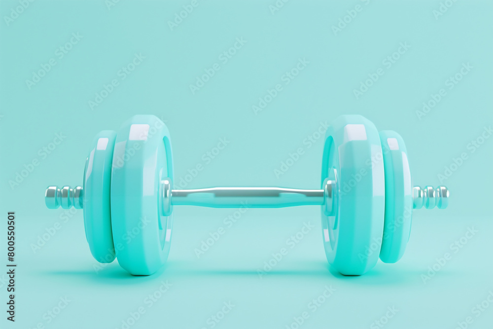 Obraz premium A 3D fitness dumbbell icon, on a pastel aqua background 