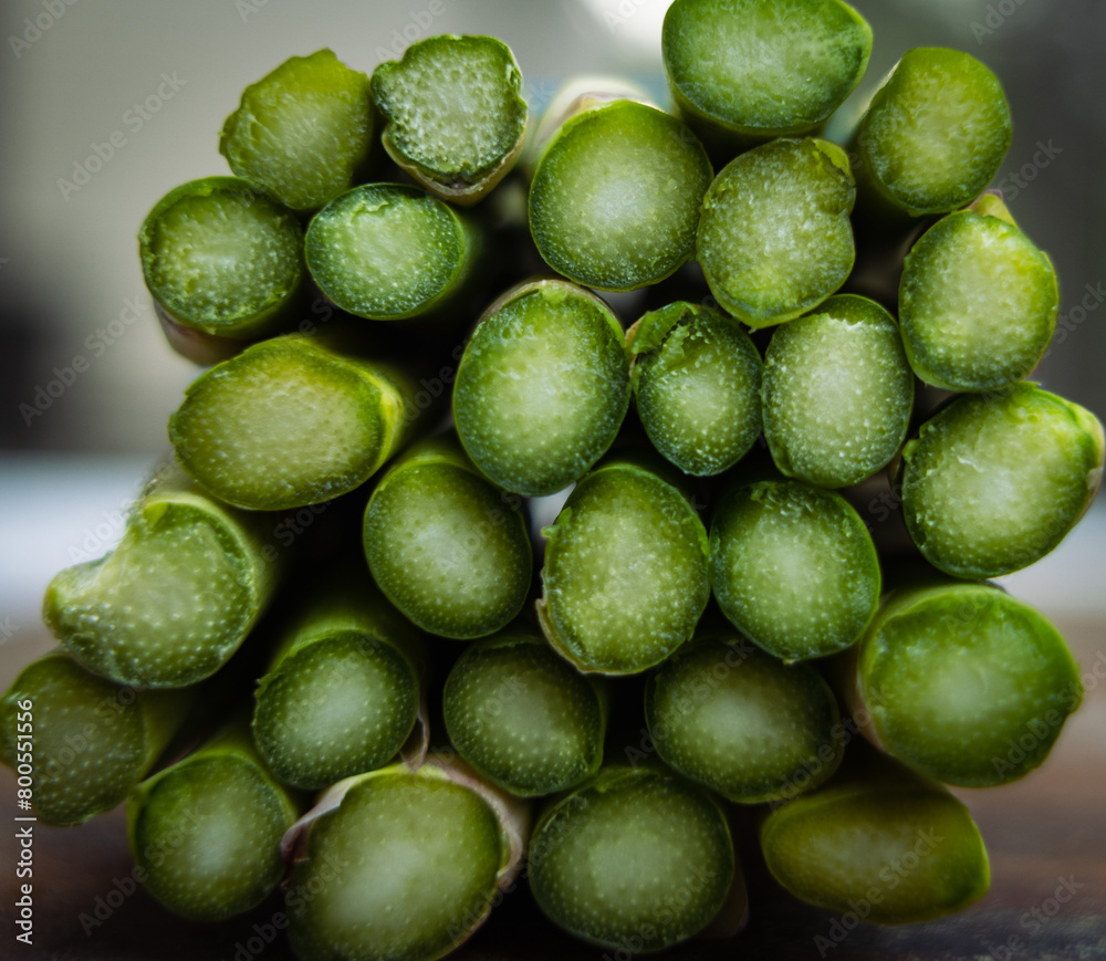 Bottom view of a bunch of asparagus, clean cut, isolated Bottom view of a bunch of asparagus, clean cut, isolated