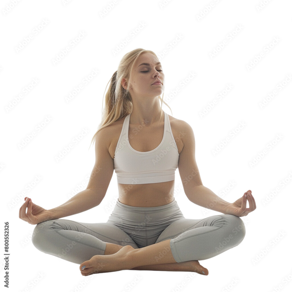 Woman yoga on transparent background. Ai generated