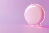 A 3D speech bubble icon, emitting a soft light on a pastel lilac background 