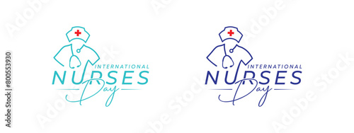 Abstract International Nurses Day Logo Design, 12th May International Nurses or Nurse Day, black, nurse with nurse scrub vector logo design