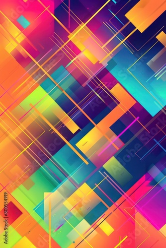 abstract head-up Illustration with geometric shapes in vibrant neon colors