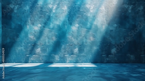 Blue background of studio room, empty space to showcase or advertise your products. Vector illustration.