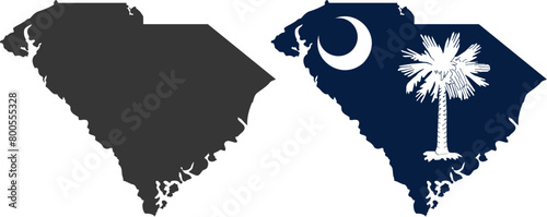 South Carolina state of USA. South Carolina flag and territory. States of America territory on white background. Separate states. Vector illustration