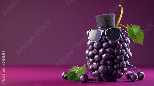 Sophisticated Grape in Shades and Top Hat, Left Side Reserved for Text