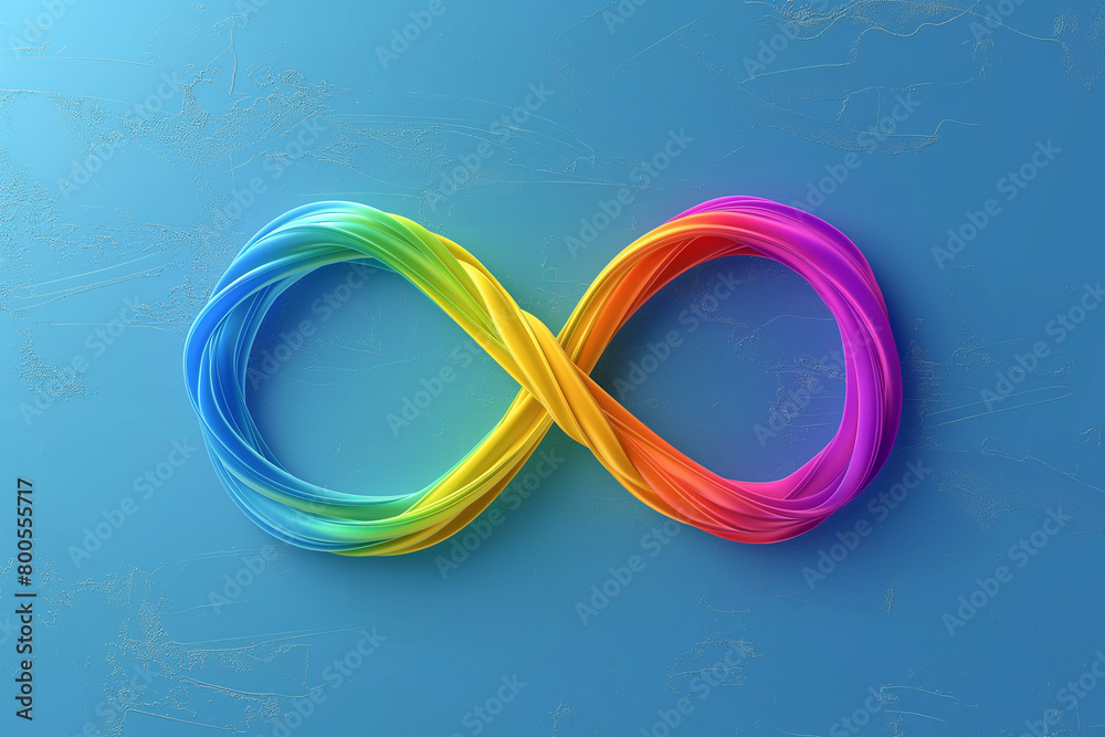 colorful ribbons on white background, Illuminate the significance of World Autism Awareness Day with this poignant background featuring a rainbow-colored infinity colorful ribbons on white background, Illuminate the significance of World Autism Awareness Day with this poignant background featuring a rainbow-colored infinity