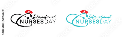 International Nurses Day Modern Logo Design, 12th May International Nurses or Nurse Day, stethoscope, cross, nurse hat vector logo design
