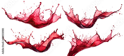 Set of red wine splashes, cut out