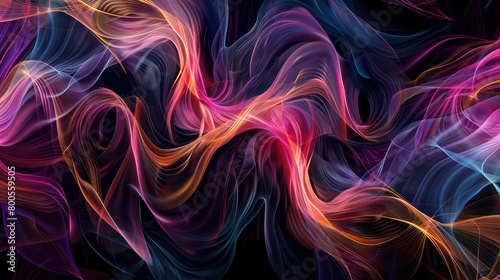 Wallpaper Mural abstract illustration wallpaper with fluid dynamic graphics and multi vivid colors on a black background Torontodigital.ca