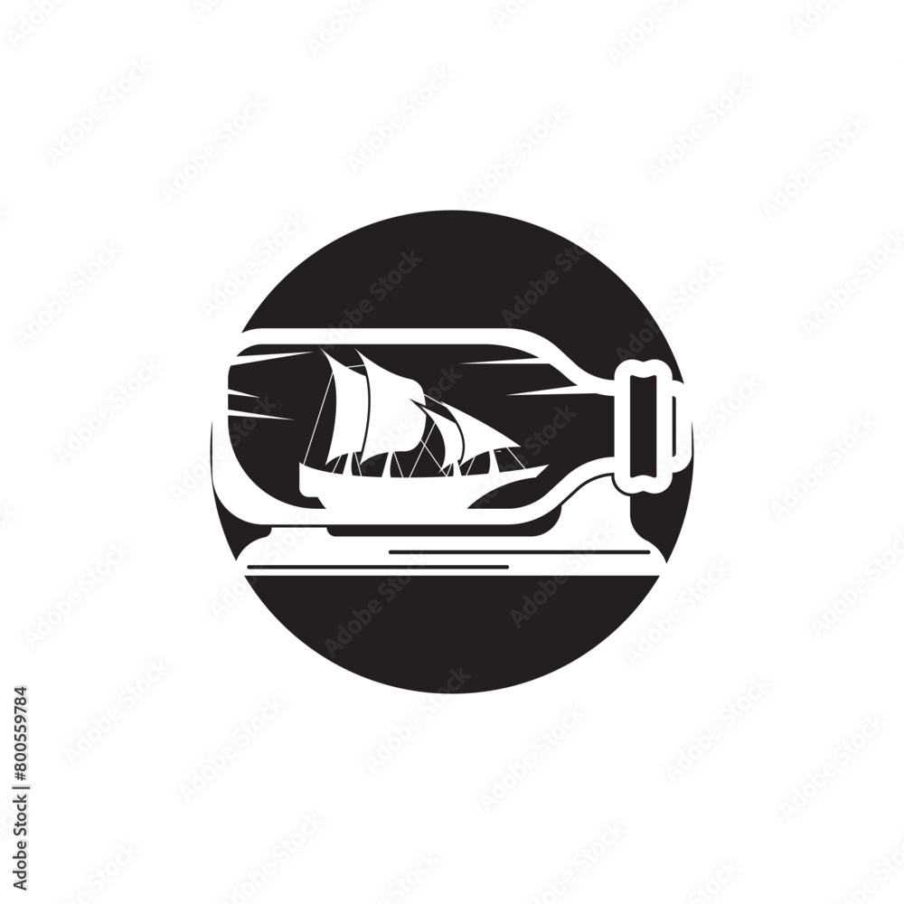 Boat in a bottle symbol logo icon, vector illustration design Boat in a bottle symbol logo icon, vector illustration design