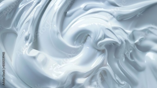 An artistic close-up of a white liquid swirl, capturing the smooth and flowing texture in a visually striking manner.