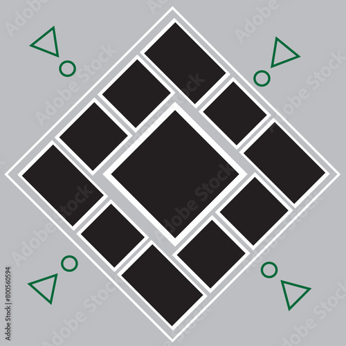 11 photos collage frame vector, photo frame collage