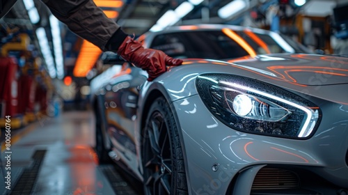 A detailer applying a ceramic coating to a car's paint, providing long-lasting protection against environmental contaminants and UV damage. © G.Go